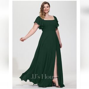 NWT JJ's House Hunter Green A-Line Chiffon Bridesmaid Dress
